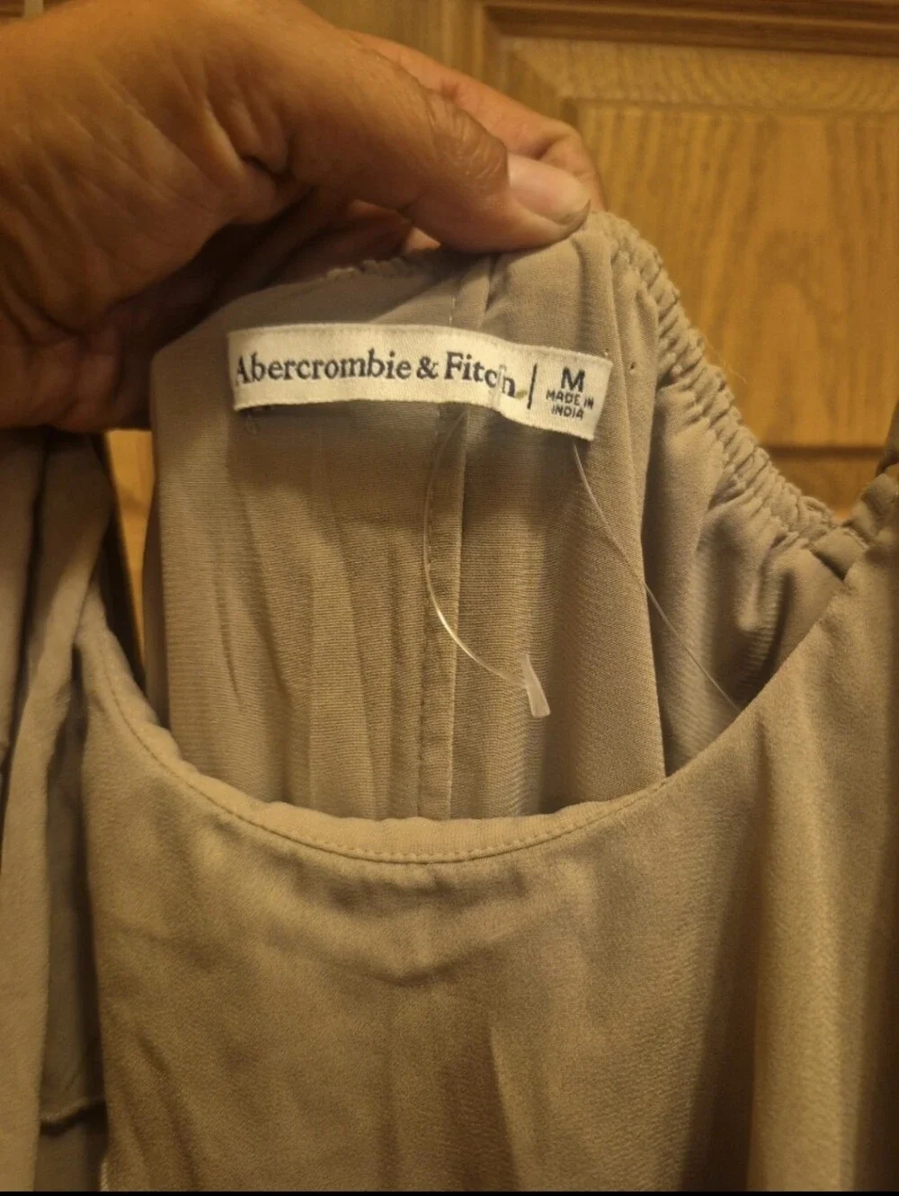 Abercrombie & Fitch Ruffle Tiered Maxi Dress Taupe Size M
